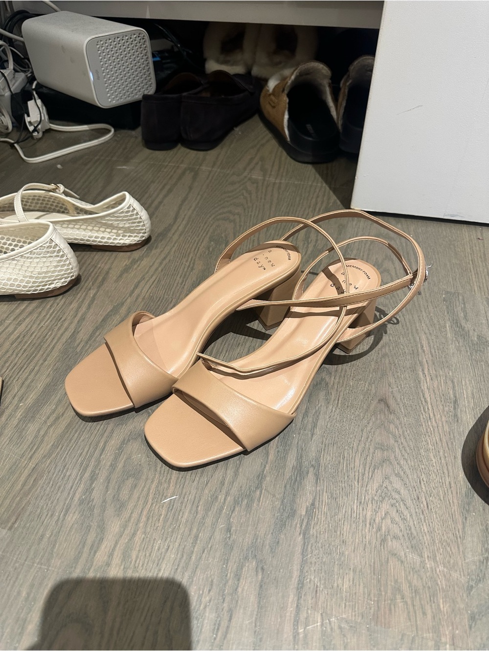 a new day Tan Strappy Block Heel Sandals